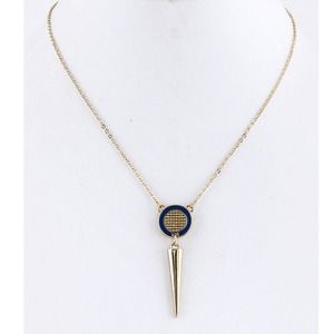 Blue and Gold  Spikey Cone Necklace