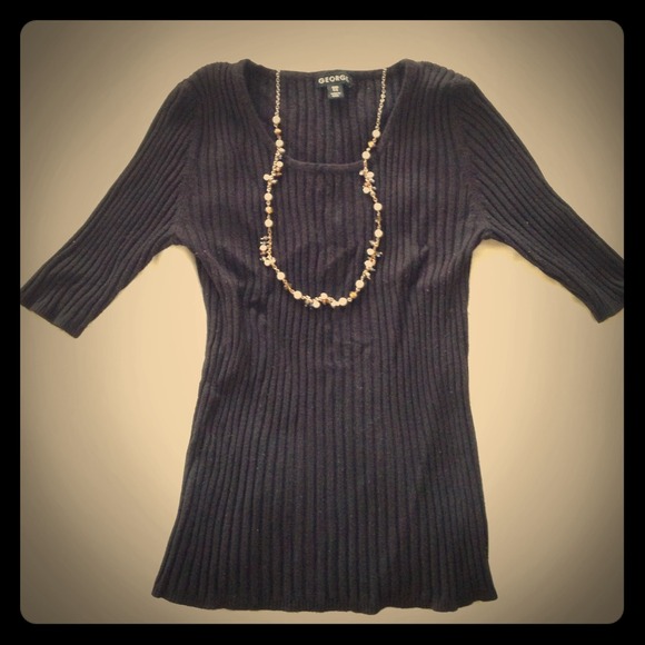 Black, 3/4 sleeve sweater