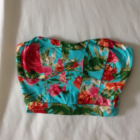 strapless floral crop top