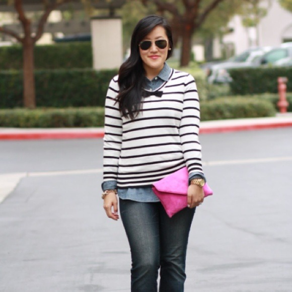 Stripe bow sweater