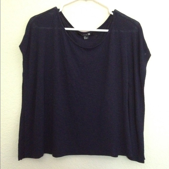 Forever 21 Navy Butterfly Sleeve Top