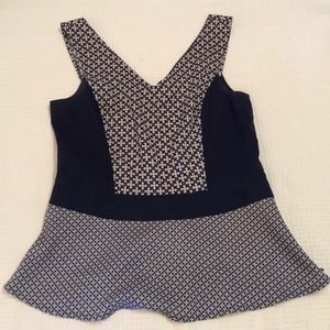 Ann Taylor Silk Print Peplum Shell