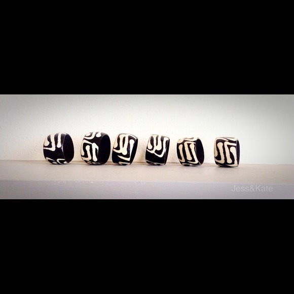 Hand crafted Zebra pattern Napkin rings