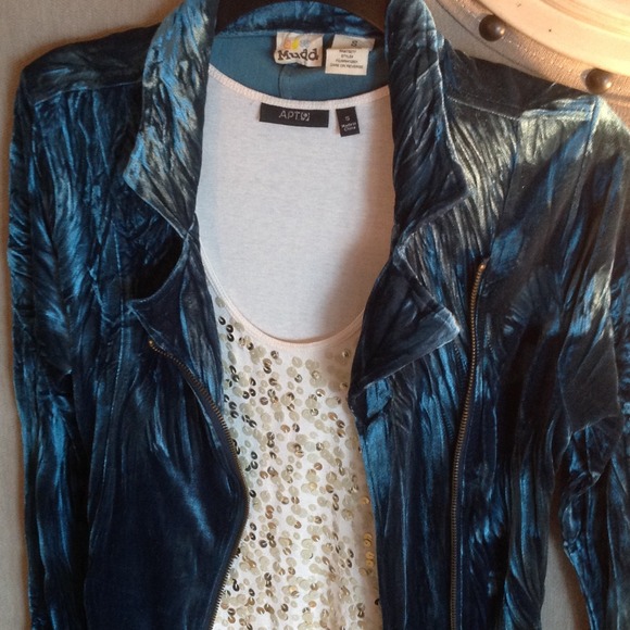 Turquoise polyester jacket - Picture 2 of 3