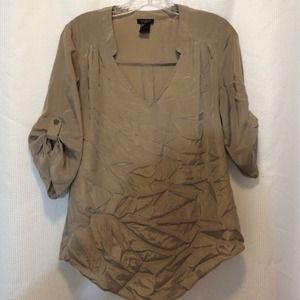 Ann Taylor Taupe/Gold Silk Tunic
