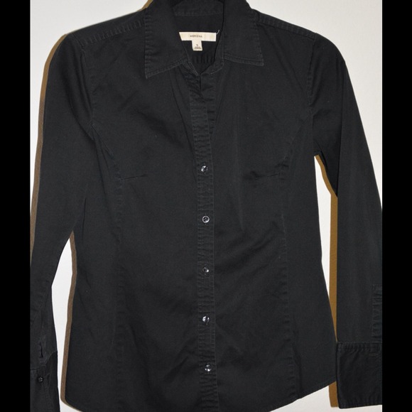 Black cotton button down shirt