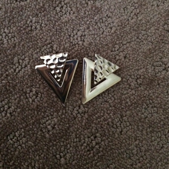 Gold triangle earrings