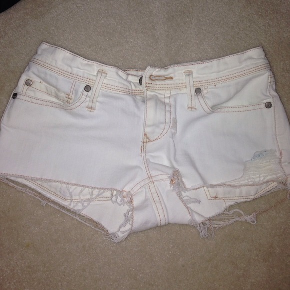 Distressed White Roxy Shorts