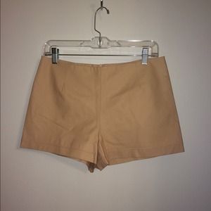 Light pink faux leather high waist shorts