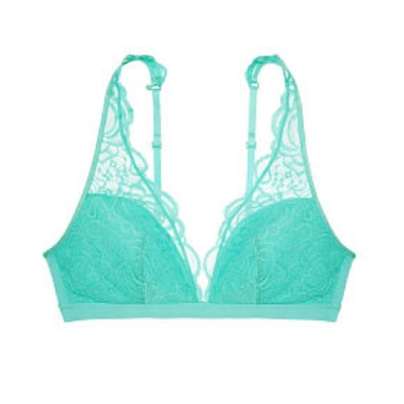 Victorias Secret PINK Rose Lace Plunge Bra Sz L