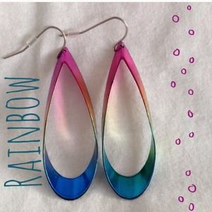 Rainbow Oval Hoop Earrings