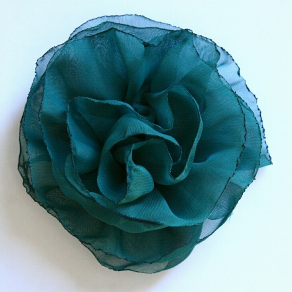 Teal Floral Hair Clip/Brooch