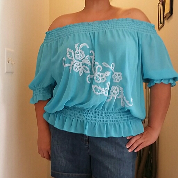 CHIC OFF SHOULDER SHEER PLUS SIZE TOP