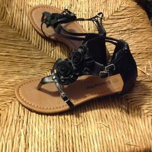 Black Rose Gladiator Sandals