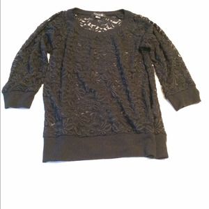 Black translucent lace shirt- forever 21