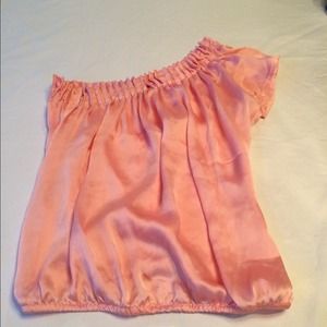 Charlotte Russe pink chiffon one shoulder shirt