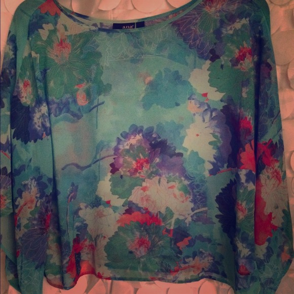 A.n.a floral print sheer Crop top