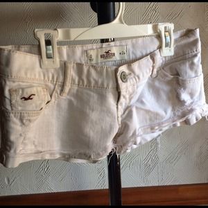 White short distressed Hollister shorts