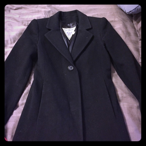 Marvin Richards full length black wool pea coat!