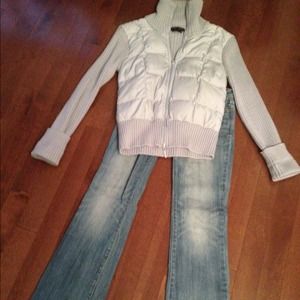 BCBG Max Azria down padded and wool ribbed sweater