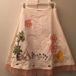 Beaded and sequined A-line skirt