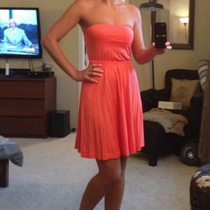 Strapless Coral Colored Dress