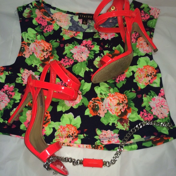 Steve Madden HighHeel Sandals Riviting orange neon