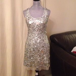 Silver sequin tank dress