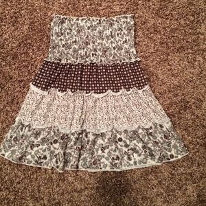 Tube top tank top. Olive green, cream & brown