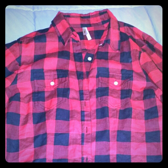Red plaid long sleeve shirt