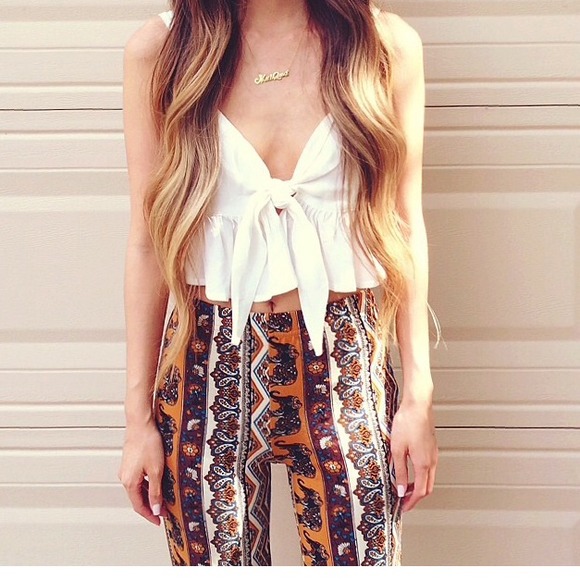 White Tie Front Crop Top