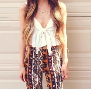 White Tie Front Crop Top