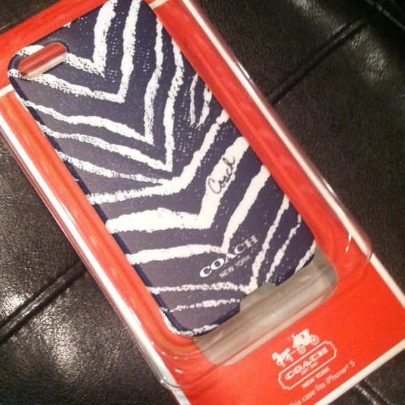 Coach Accessories - Coach iPhone 5 cell cover navy zebra