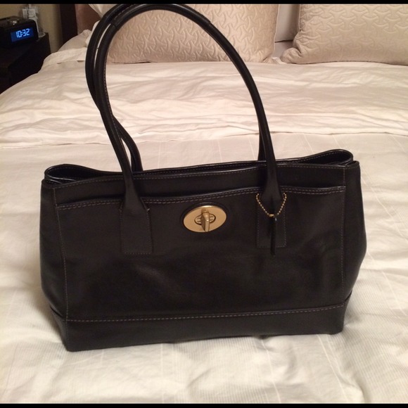 Authentic Coach black leather tote