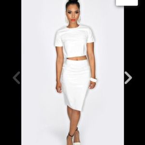 Two piece Mustard Seed Faux Leather Crop top skirt Two piece Mustard Seed Faux Leather Crop top skirt