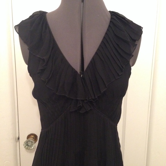 Jenny Han black silk ruffled dress