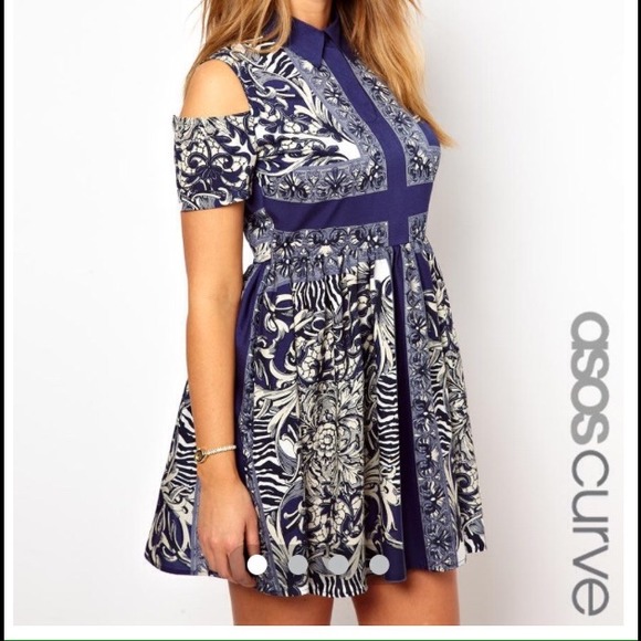 Asos Curve shirt dress with cold shoulder