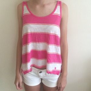 Pink orange and white striped Abercrombie tank top