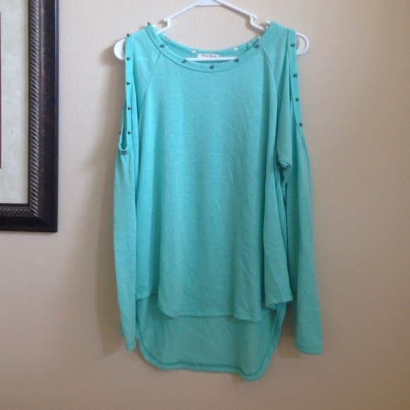 Spiked Open Shoulder Sweater