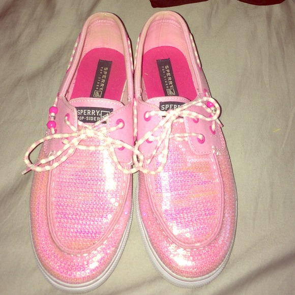 Pink sequins sperrys