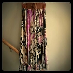 Long purple print skirt