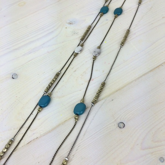 Jewelry - Two-Stand Necklace with Turquoise, Silver & Brass Jewelry - Two-Stand Necklace with Turquoise, Silver & Brass