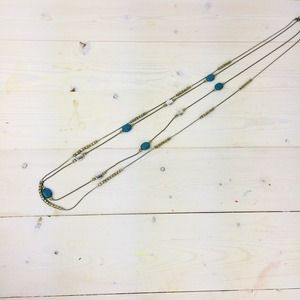 Jewelry - Two-Stand Necklace with Turquoise, Silver & Brass Jewelry - Two-Stand Necklace with Turquoise, Silver & Brass