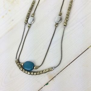 Jewelry - Two-Stand Necklace with Turquoise, Silver & Brass Jewelry - Two-Stand Necklace with Turquoise, Silver & Brass