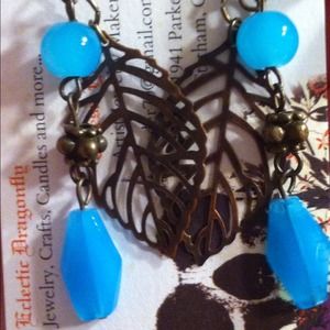 Handmade antique leaf earrings.