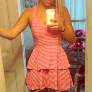 Cute pink and white striped flowy dress