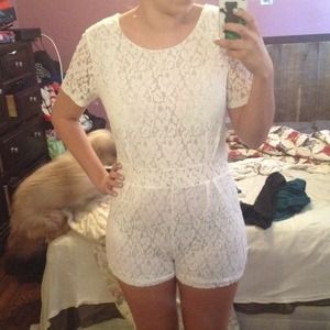 White laced romper