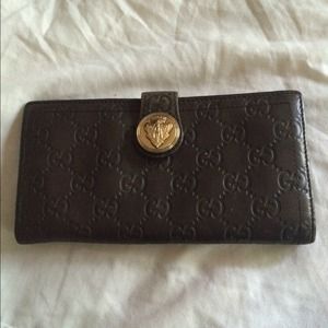 Gucci Leather Wallet-Drk Brwn Guccissima Print