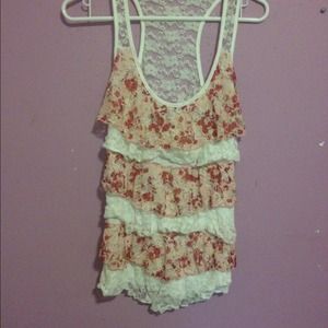 Floral lace ruffle top