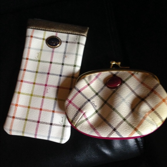 Coach tattersall eyeglass case and coin purse